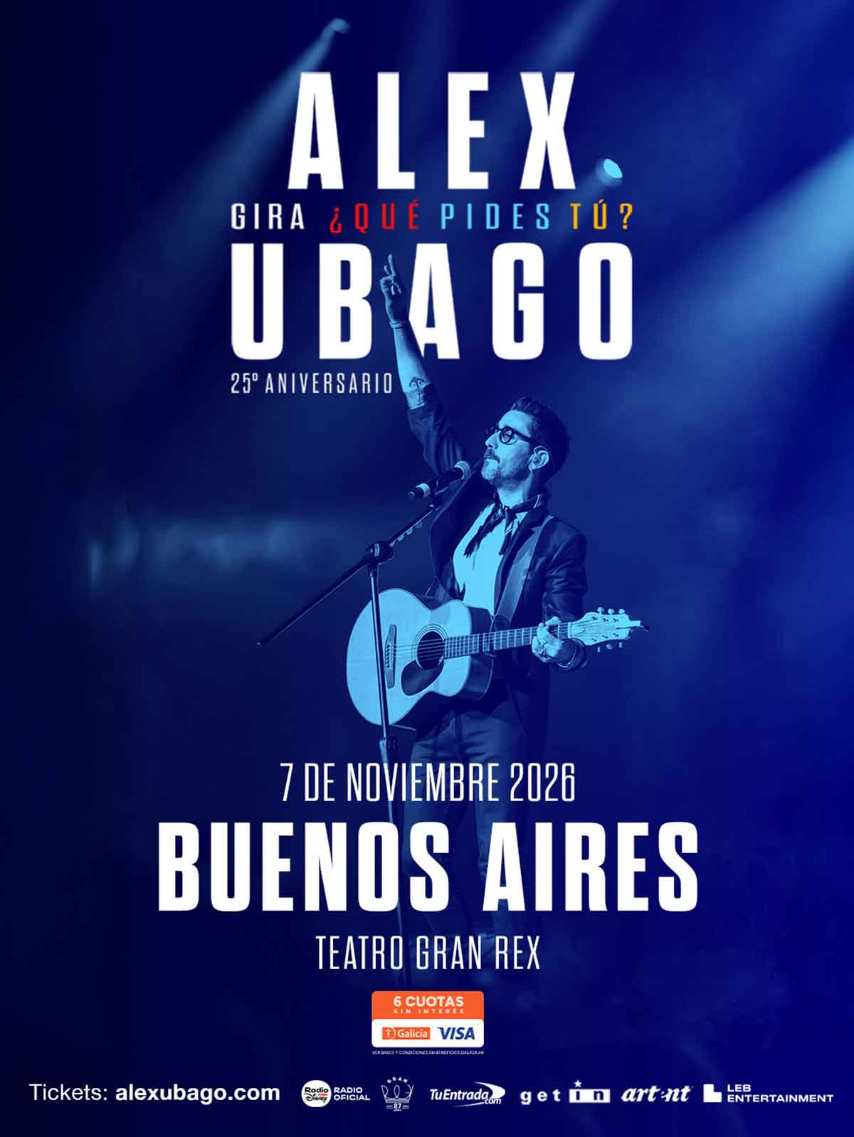 Alex Ubago vuelve a Buenos Aires con un concierto especial en el Teatro Gran Rex
