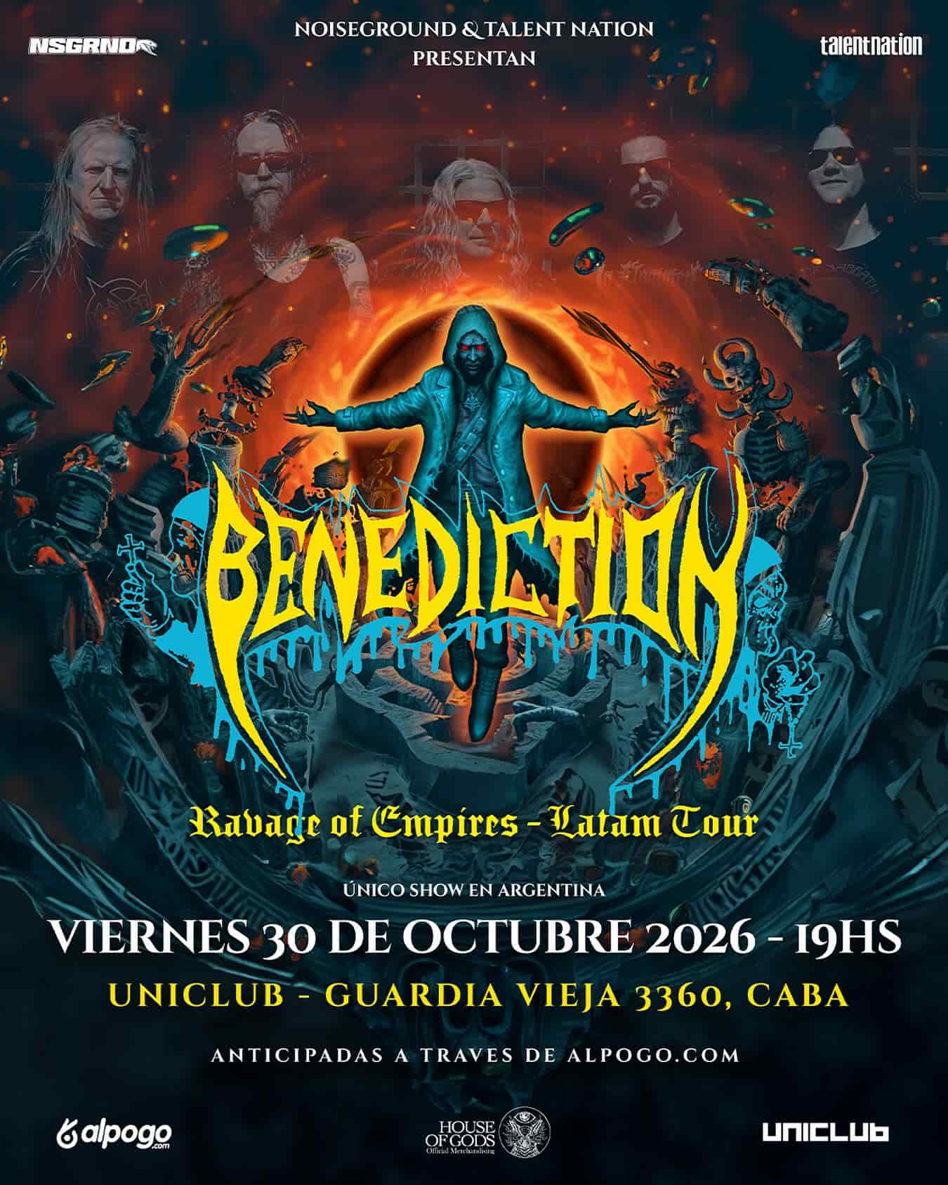 Benediction regresa a Argentina: show en Uniclub en octubre de 2026