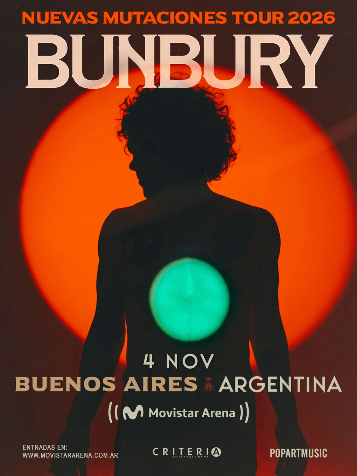 Enrique Bunbury en Argentina 2026: show en Movistar Arena con su “Nuevas Mutaciones Tour”